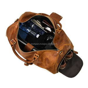 Bolsa de Viaje de Gran Capacidad, de Cuero Genuino, con Cierre, Impermeable, Plegable, para Gimnasio y Deportes, con Compartimento para Zapatos, Logotipo Personalizado, OEM, ODM - Product Image 2