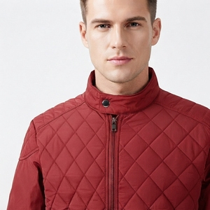 Men's Diamond <b>Pattern</b> <b>Quilted</b> <b>Jacket</b> Lightweight Full Zip Stand Collar Outerwear - Product Image 5