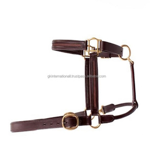 Productos ecuestres originales para montar a caballo, silla de montar marrón sólido de alta resistencia, cabestro de cuero, caballo Halter acolchado de doble costura - Product Image 5