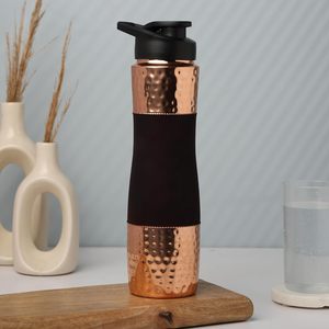 Handmade Pure <b>Copper</b> <b>Drinking</b> Water <b>Bottle</b> with Sipper Cap 1000ml Ayurvedic Health Benefit <b>Bottle</b> for Gym Travel Office and Home - Product Image 5