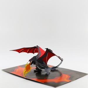 Carte pop-up 3D Dragon Rouge Volant, Cartes 3D Thème Dragon Animal, Cartes de Vœux 3D Dragon Fureur, Carte de Vœux Faite à la Main 3D - Product Image 3