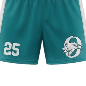 Pantalones Cortos de Lacrosse Unisex en Verde Azulado y Blanco, de Poliéster, Ajuste Atlético, Ropa Deportiva, Uniforme para Equipo Deportivo, Ropa de Entrenamiento - Product Image 6
