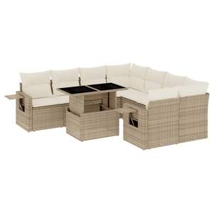 Conjunto de Sofá de Jardín Grande con Reposabrazos Ajustables en Ratán Sintético PE Beige para Entretenimiento al Aire Libre - Product Image 2