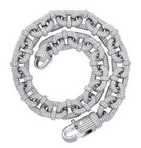 Gold Color Moissanite <b>Chain</b> Necklace <b>Ice</b> Cubed Link Pendant Silver Jewelry for Men Women Party Gift - Product Image 2