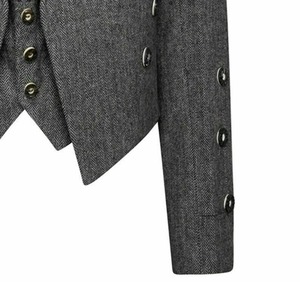 Chaqueta Kilt Prince Charlie de Tweed Gris para Hombre con Chaleco - Chaqueta Kilt para Boda |   Chaqueta Prince Charlie para Hombre, Ropa Formal Escocesa - Product Image 6