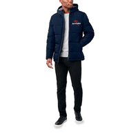 Veste matelassée en toile écologique bleu marine pour homme Sportscode, coupe-vent, fermeture éclair, manteau chaud d'hiver