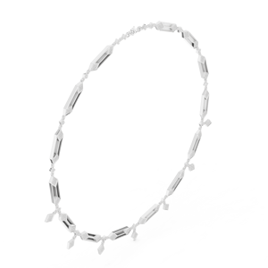 Collier en or et diamants, taille baguette, certifié IGI, bijoux de luxe pour femmes, à porter au quotidien et pour les occasions spéciales - Product Image 2