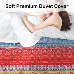 Set Copripiumino 3 Pezzi Motivo Boho Arancione e Blu, Misura Super/King California per Adulti, Decorazione Camera da Letto, Leggero, Set Biancheria da Letto 3 Pezzi - Product Image 6