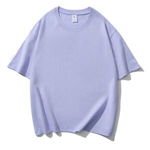เสื้อยืดแขนสั้นคอกลมทรงหลวมผ้าฝ้ายแท้ 220 กรัม สำหรับผู้ชายและผู้หญิง สีพื้นเรียบง่าย ไหล่ตก - Product Image 2