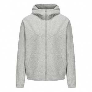 Sweat-shirt à capuche zippé personnalisé en coton French Terry, col montant, entièrement zippé, style streetwear décontracté - Product Image 1