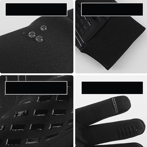 Gants tricotés coupe-vent d'hiver compatibles avec les écrans tactiles, design noir uni, logo sur le pouce gauche - Product Image 6