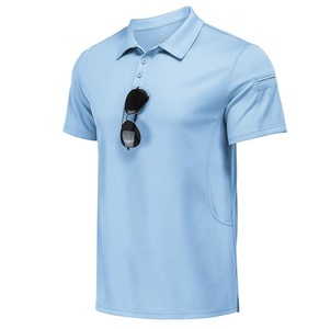 Polo pour homme en gros, respirant, à séchage rapide, avec double poche, manches courtes, style professionnel, anti-boulochage, tricoté - Product Image 1