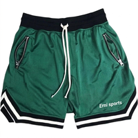 Shorts de basketball pour hommes en mesh rayé, séchage rapide, taille mi-haute, cordon de serrage, poche zippée, 180g, vêtements de sport