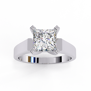 Anillo Solitario de Moissanita Corte Princesa, Oro Sólido de 18K, Engaste de Garras, Anillo de Compromiso Clásico para Mujer - Product Image 6