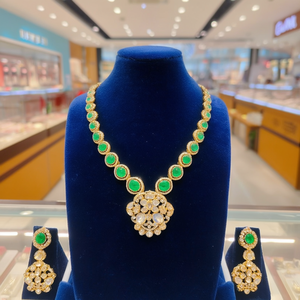 Conjunto de Collar y Aretes Royal Polki Kundan Chapado en Oro de 18K con Piedras de Circonio Modernas -10575475MG - Product Image 3