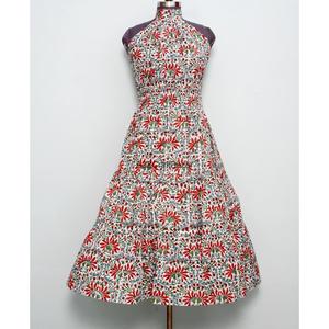 Fabricant Grossiste Indien Robe Longue Formelle 100% Coton Imprimé Floral Épaules Dénudées pour Fête Été Automne/Printemps - Product Image 1