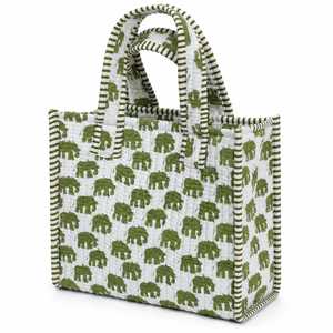 Sac fourre-tout en coton matelassé Veer Handicrafts, motif rayé, fermeture à glissière, poignées, style tendance, toutes saisons, pour voyages et shopping - Product Image 1