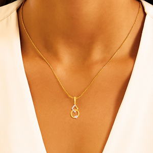 Pendentif en or jaune avec diamants ronds brillants de laboratoire, design classique, bijoux à porter au quotidien - Product Image 4