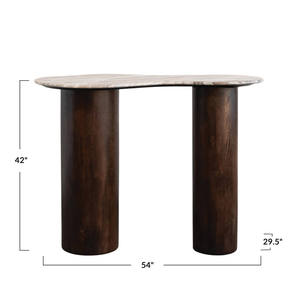 Elegante mesa de bar plegable de uso comercial de mármol y madera de mango con diseño elegante para sótano y centro comercial - Product Image 4