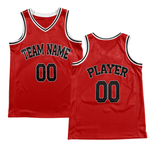 Conjunto de Uniforme de Baloncesto Retro Rojo Personalizado, Jersey y Pantalones Cortos Lisos, Nombre y Número del Equipo, Diseño Clásico - Product Image 6