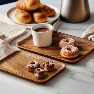 Plateau de service rectangulaire en bois de noyer massif, design moderne Rehman Craft, coins arrondis, plat peu profond, grain naturel, fait main - Product Image 6