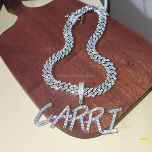 Colgante de nombre personalizado de estilo rapero urbano, cadena CARRI helada de plata con diamantes de moissanita, collar de eslabones cubanos, joyería de Hip Hop - Product Image 3