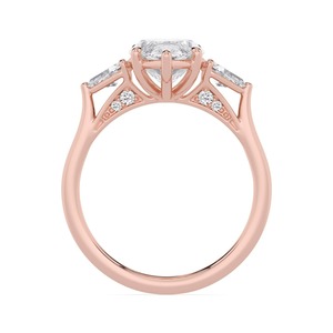 Anillo de compromiso de diamante cultivado en laboratorio de 2.48 quilates con corte marquesa, oro rosa de 10K, corte redondo tipo ataúd, para mujer - Product Image 2