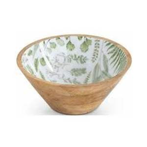 Tazón para Servir de Madera de Mango Hecho a Mano con Estampado Floral Esmaltado y Juego de Servidores de Ensalada a Juego, Recipiente Decorativo Redondo Ecológico - Product Image 4