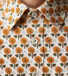 เสื้อเชิ้ตผ้าฝ้ายลายดอกไม้ผู้ชายแขนสั้นคอปกติดกระดุมสวมใส่สบายๆในฤดูร้อนเสื้อเชิ้ตพิมพ์ลายน้ำหนักเบา - Product Image 4