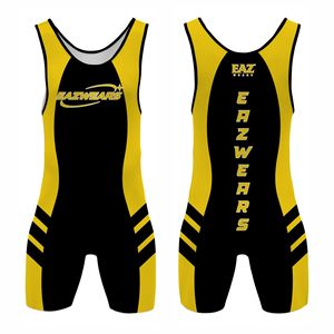 Combinaison de lutte personnalisée pour hommes, imprimée par sublimation, uniforme de performance respirant et extensible, vêtements de sport pour compétition d'équipe, fabrication en usine - Product Image 1
