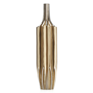 Vase à fleurs en aluminium de conception nouvelle pour la décoration intérieure du bureau, du salon, finition dorée artisanale, vase de sol en métal - Product Image 1