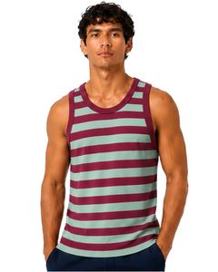 <b>Maroon</b> Mint Green Striped Men Cotton Tank <b>Top</b> Sleeveless Vest Casual Summer Gym Fitness Shirt Breathable Loose Fit Streetwear - Product Image 1