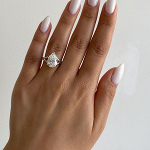 Anillo de compromiso unisex con diamante de corte pera ovalado, engaste de púas, 4 quilates, cultivado en laboratorio, certificado IGI, para boda, 14k, Vermeil, para fiesta - Product Image 6