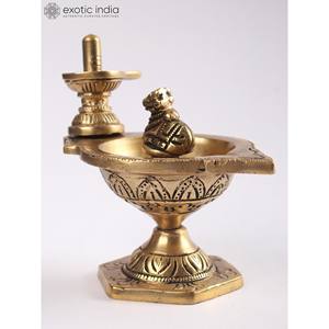 4-Inch Handmade Small Brass Nandi Shivalinga Diya - Lamp for <b>Home</b> <b>Decor</b>, <b>Gifting</b> and Temple Statue Made in India - Product Image 4