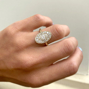 Bague en or 14 carats Art Déco de luxe avec diamants pour femmes - Product Image 5
