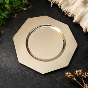 Platos de Latón Antiguos, Platos Base de Metal Vintage, Vajilla Decorativa, Platos para Servir - Product Image 1