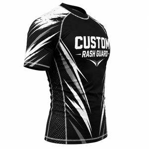 Customized Short Sleeve MMA <b>Rash</b> <b>Guard</b> <b>BJJ</b> Jiu Jitsu Grappling Compression Shirt Athletic Training Top Sublimation Sportswear - Product Image 2