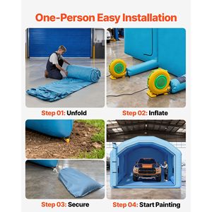 Cabine de peinture gonflable 32,81 x 19,69 x 13,12 pi avec souffleurs 950W 1100W et système de filtration d'air - Product Image 5