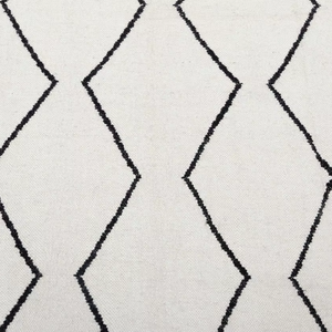 Tapis en laine tissé à la main en ivoire avec motif abstrait |   Tapis de sol moderne minimaliste artisanal antidérapant et écologique - Product Image 2