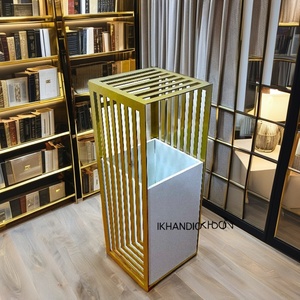 Mesa auxiliar alta de Metal negro con estilo personalizado, soporte de flores Rectangular, mesas de consola estrechas para almacenamiento de esquina compacto Ramadán - Product Image 3