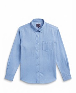 Chemise habillée bleue unie en coton pour homme, manches longues, col rabattu, formelle, pour le printemps, en tissu popeline infroissable - Product Image 4