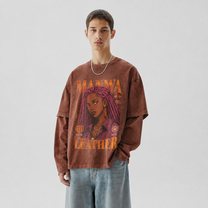 T-shirt décontracté surdimensionné pour homme 100 % coton, double couche, style hip-hop, uni, manches doubles, faible MOQ, prix abordable, OEM - Product Image 3