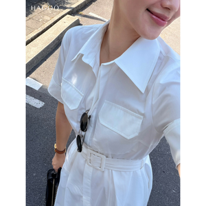 Robe midi blanche unie de luxe pour femmes V9093, tenue de bureau élégante et décontractée, vente en gros - Product Image 3