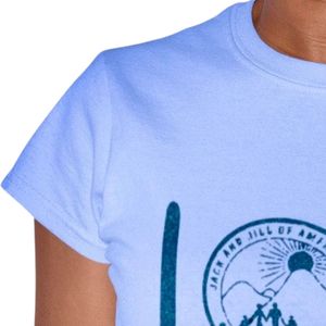 Women's Light Blue Short Sleeve Crew Neck <b>T</b> <b>Shirt</b> with Teal <b>LOVE</b> Lettering and Circular Emblem Graphic Casual Everyday Fashion - Product Image 3