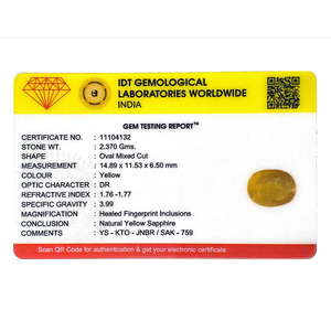 Zafiro Amarillo de Corte Ovalado de 11.85 Quilates, Gema Suelta para Joyería Fina - Product Image 4
