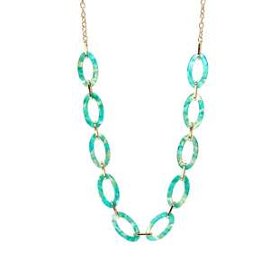 Collier en résine à maillons légers, long et artisanal, style bib ange, géométrique, pour tous les jours - Product Image 2