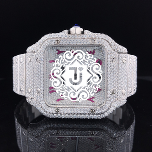 Reloj de Diseño Hip Hop con Esfera Cuadrada, Completamente Cubierto de Moissanita, Dos Tonos, para Fiestas y Eventos, Venta Directa de Fábrica - Product Image 1
