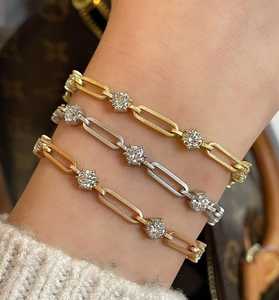 Pulsera de eslabones tipo clip con diamantes, oro macizo auténtico de 14K y 18K, para uso diario, con diamantes cultivados en laboratorio CVD HPHT, precio de fábrica al por mayor - Product Image 4