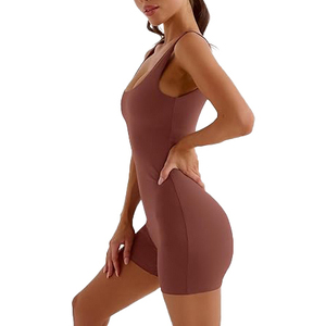 Body de Yoga Marrón de Alta Elasticidad con Perfil Lateral Sexy para Mujer, Mono de Gimnasio de Una Pieza a Prueba de Sentadillas, Moldeador Corporal - Product Image 3