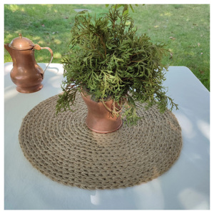 Amazons Natural Jute Embroidered Linen <b>Placemat</b> Scalloped Napkins for Dining Table Luxury Simple Solid Design Wicker <b>Placemats</b> - Product Image 6